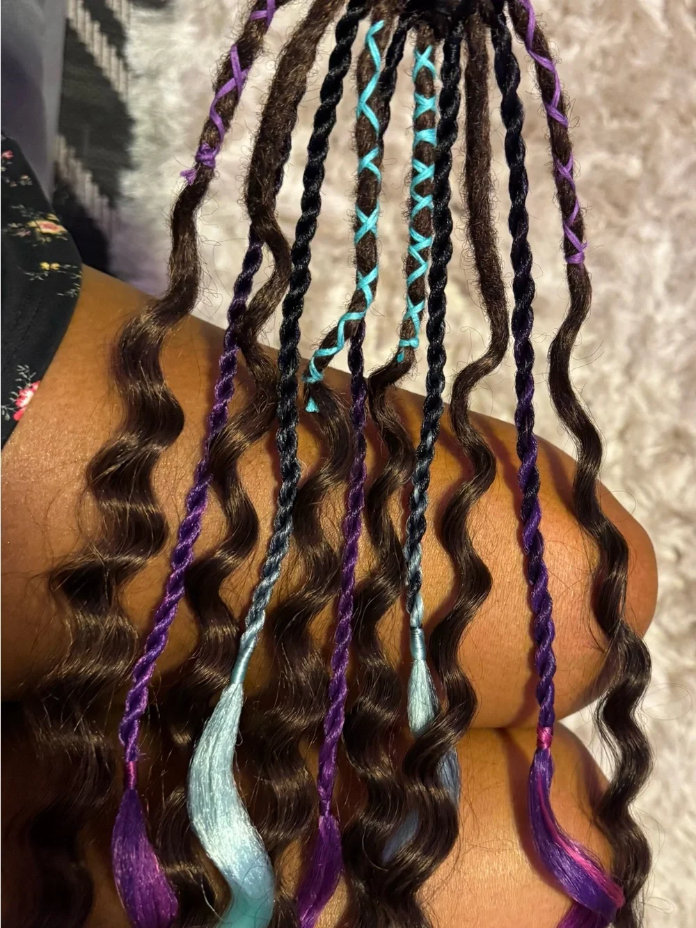 Bright Pink & Aqua Clip-In Hair Accent Extensions for Women